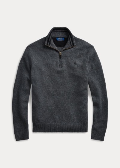 Polo Ralph Lauren Wool-Blend Quarter-Zip Striktrøje Herre Danmark (NFBEW2706)